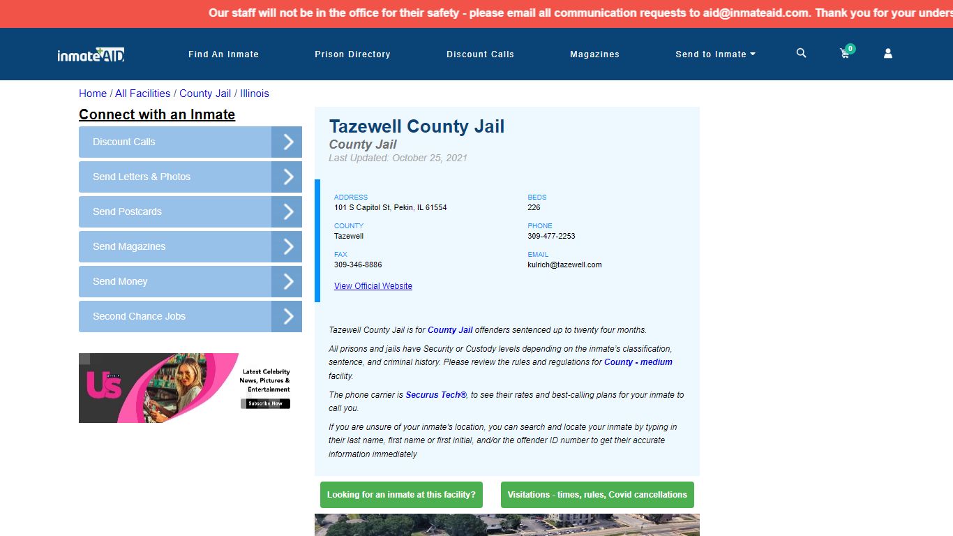 Tazewell County Jail - Inmate Locator - Pekin, IL